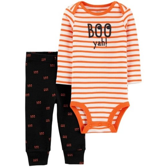 CARTERS BABY 2 PC BOO YAH! OUTFIT BLACK/ORANGE SIZE NEWBORN (NEW WITH TAGS) - Picture 1 of 2